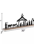 Metal Silhouette Nativity Scene on Wooden Base