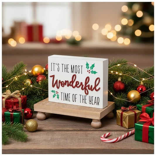 “It’s the Most Wonderful Time of the Year” Glittered Tabletop Sign