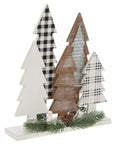 White & Black Trees & Pinecones Wood Decor