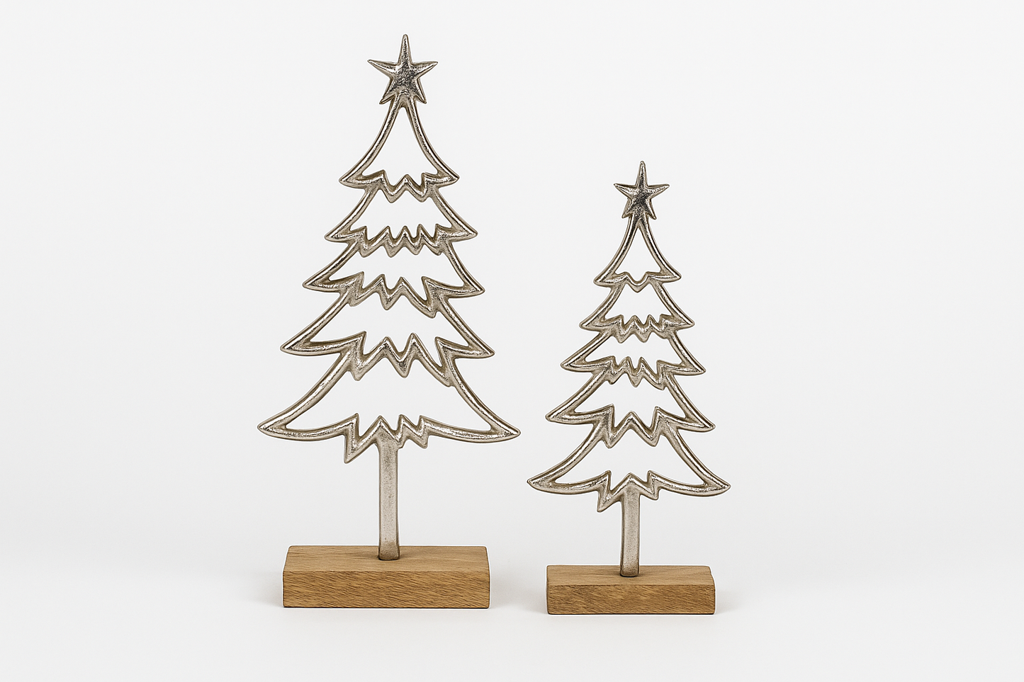 Rustic Metal Christmas Tree with Wooden Base