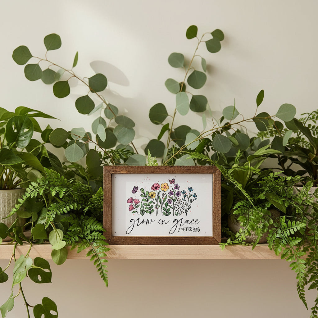 “Grow in Grace” Wooden Scripture Sign – 6x4”