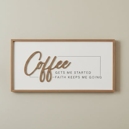 Coffee Gets Me Started Wood Wall Art