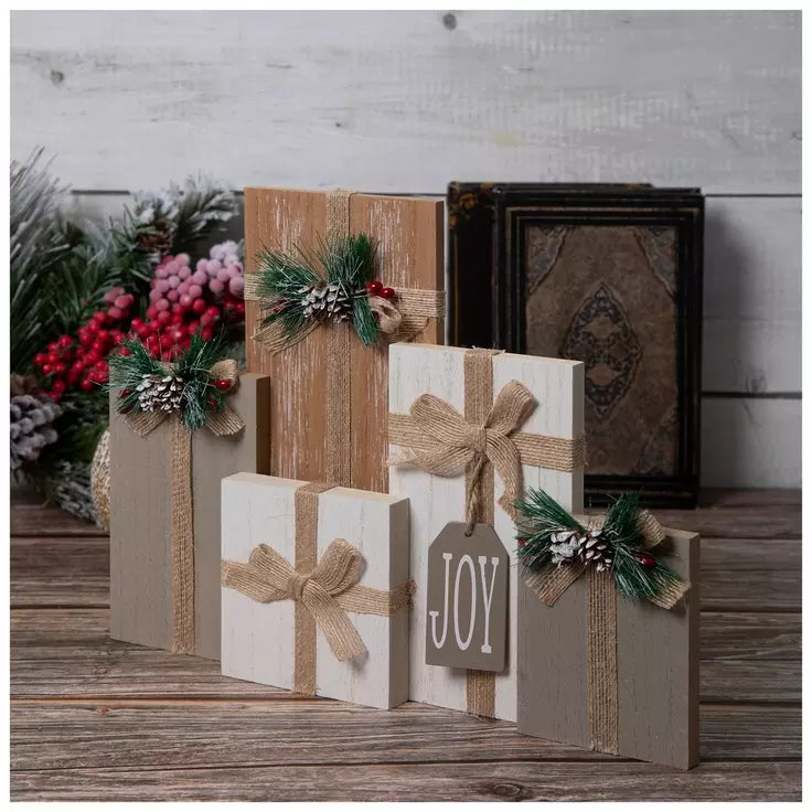 Rustic Wooden Gift Block Décor