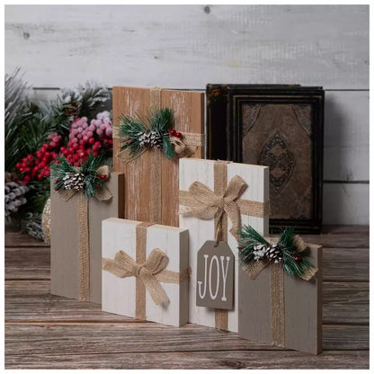 Rustic Wooden Gift Block Décor