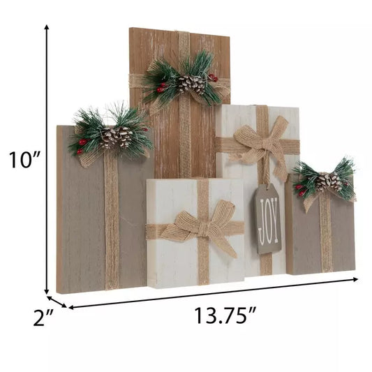 Rustic Wooden Gift Block Décor