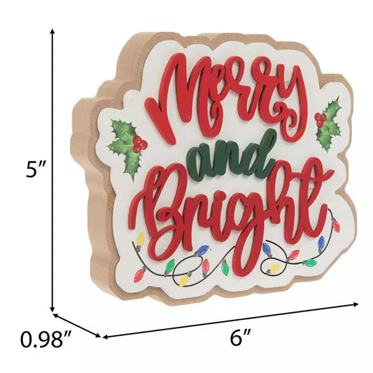 Merry & Bright Layered Tabletop Sign