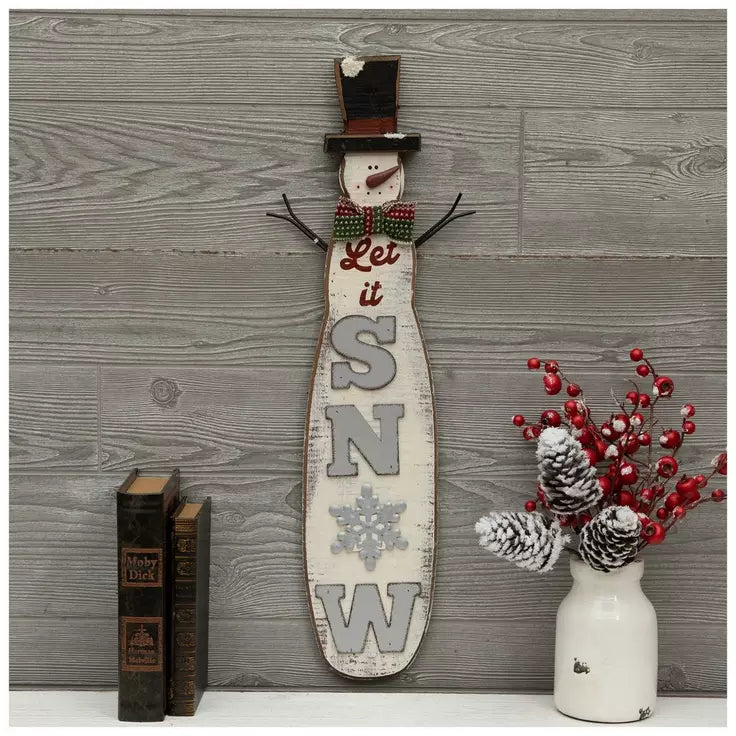 Tall “Let It Snow” Snowman Wall Sign