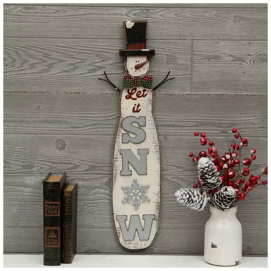 Tall “Let It Snow” Snowman Wall Sign