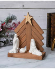 Rustic Wood & Ceramic Nativity Scene