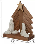 Rustic Wood & Ceramic Nativity Scene