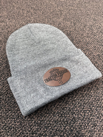 Custom Engraved Leather Patch on Touque
