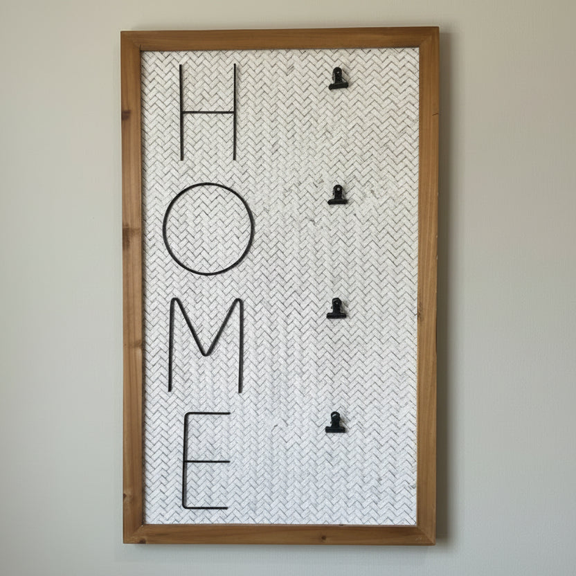 Home Wood Frame Wall Sign With Photo Hangers