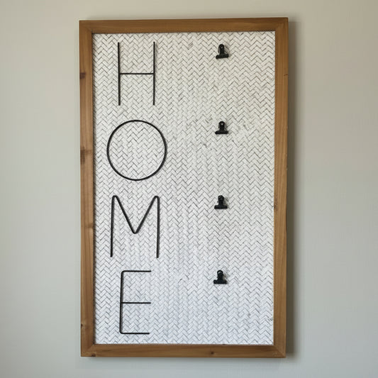 Home Wood Frame Wall Sign With Photo Hangers