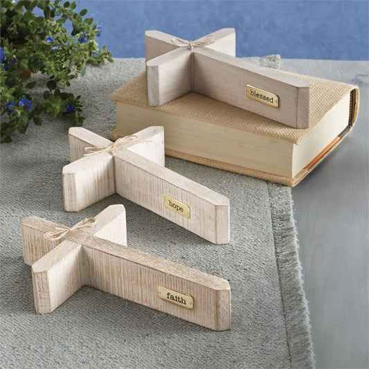 Wood & Brass Plate Crosses