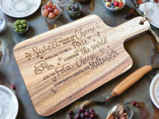 Engraved Cheese Quote Charcuterie Board