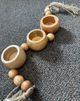 Rustic Wooden Beaded Tealight Holders with Tassels