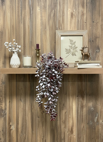 Frosted Burgundy Hanging Greenery – Winter Wall Décor