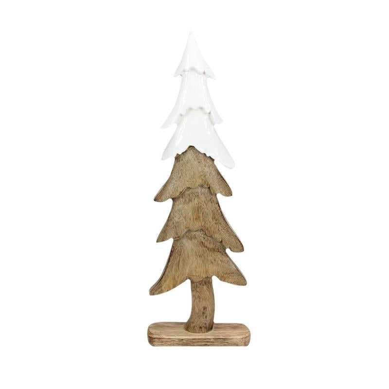 Wooden Christmas Tree with White Snow Cap