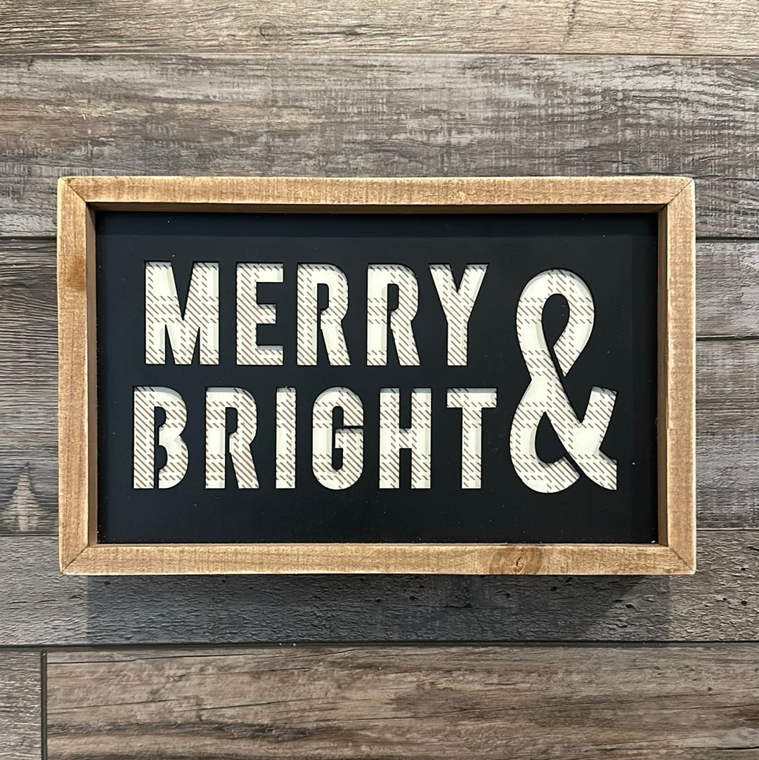 Merry & Bright Framed Sign