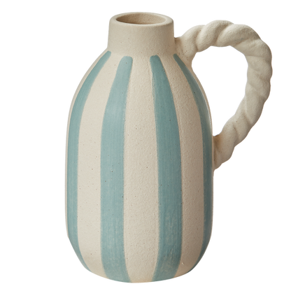 Striped Vase With Rope Shaped Handle