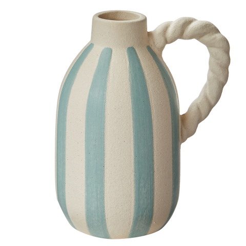Striped Vase With Rope Shaped Handle