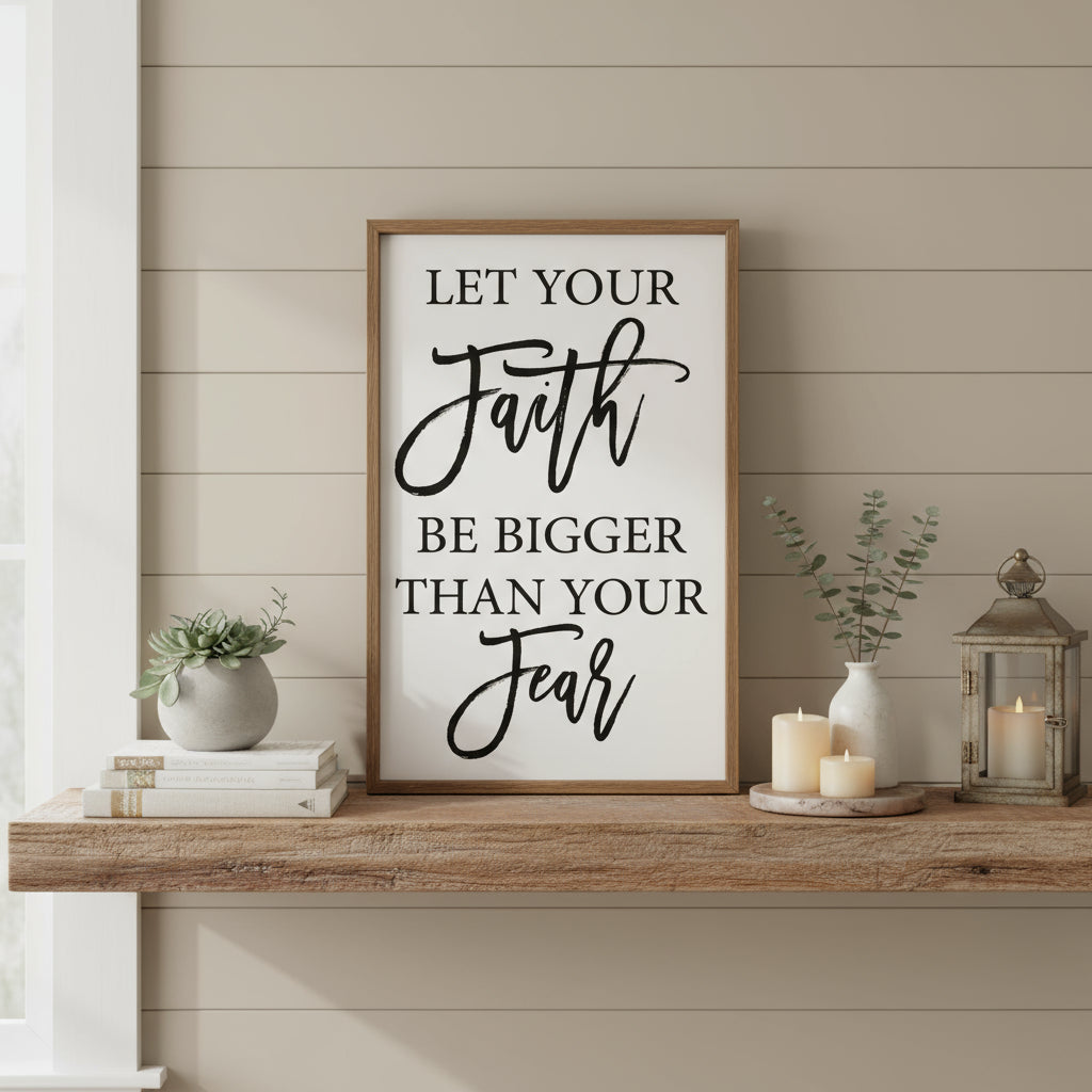 “Let Your Faith Be Bigger Than Your Fear” Wooden Sign – 12x18”