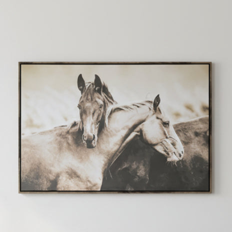 Two Horses Wood Framed Wall Art