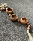 Rustic Wooden Beaded Tealight Holders with Tassels
