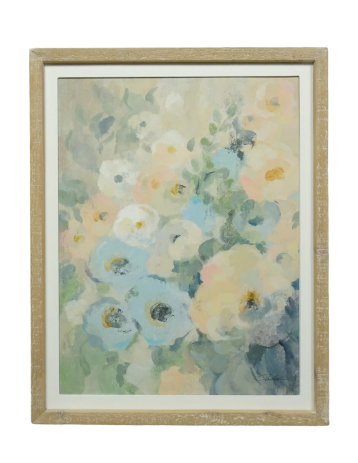 Pastel Floral Prints In Wood Frame