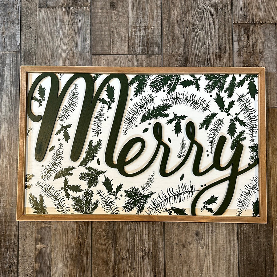 Merry Wooden Framed Sign