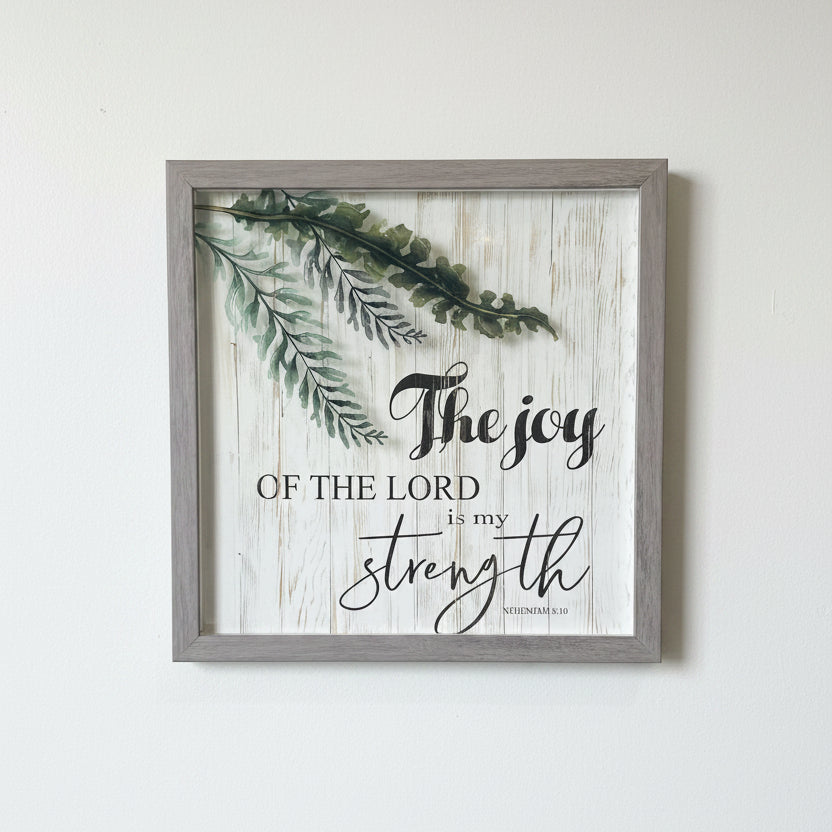 The Joy of the Lord is My Strength Glass & Wood Framed Wall Art