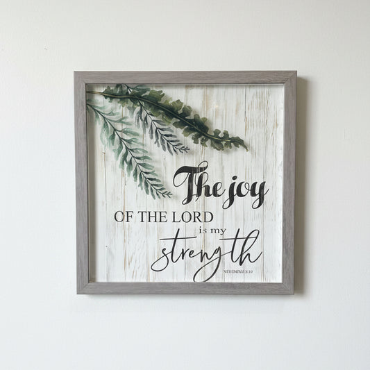 The Joy of the Lord is My Strength Glass & Wood Framed Wall Art