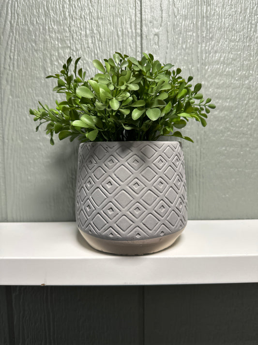 Grey Textured Planter wiht Greenery