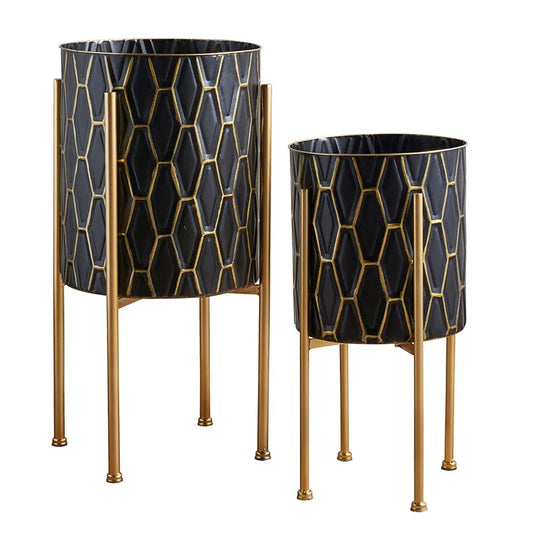 Gold Pattern Standing Planters