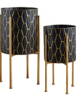 Gold Pattern Standing Planters