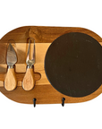 Engravable Slate / Wood Oval Charcuterie Cheese Set