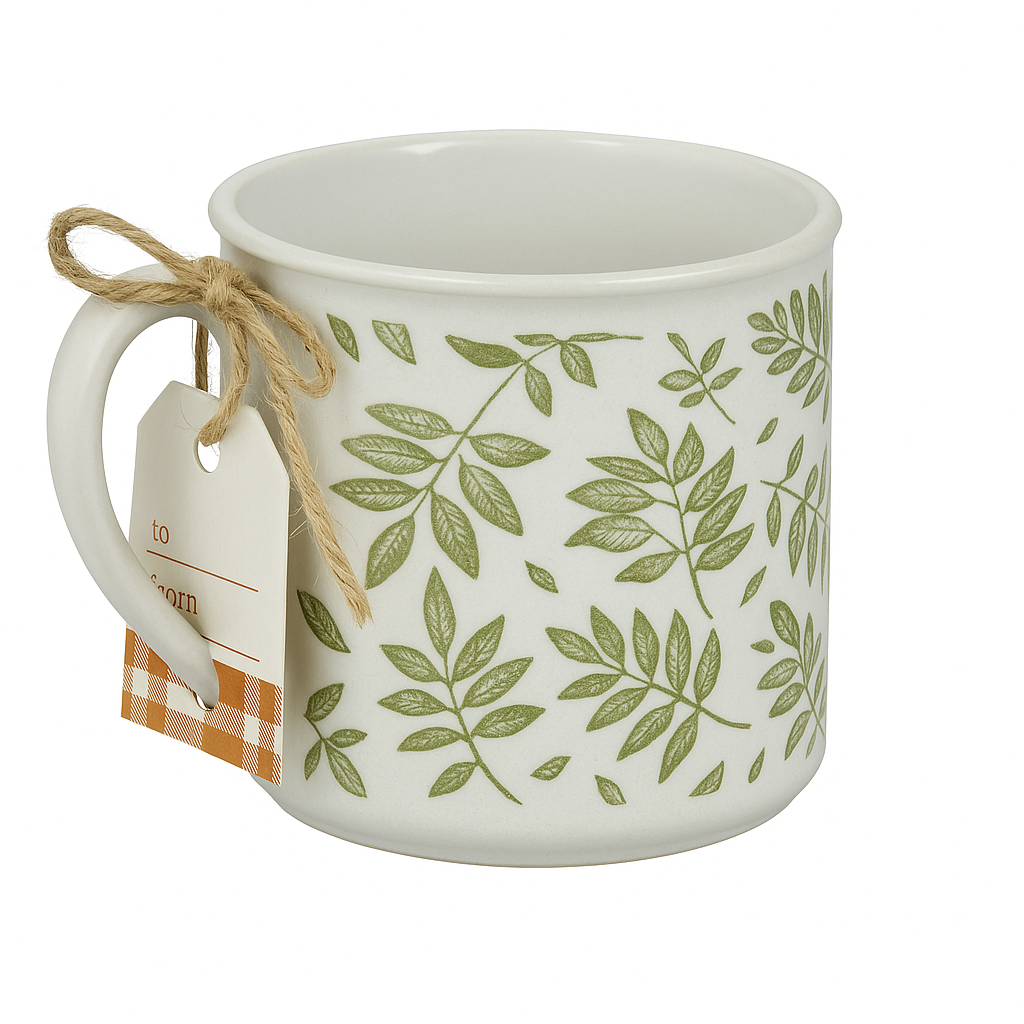 Green Botanical Leaf Stoneware Mug