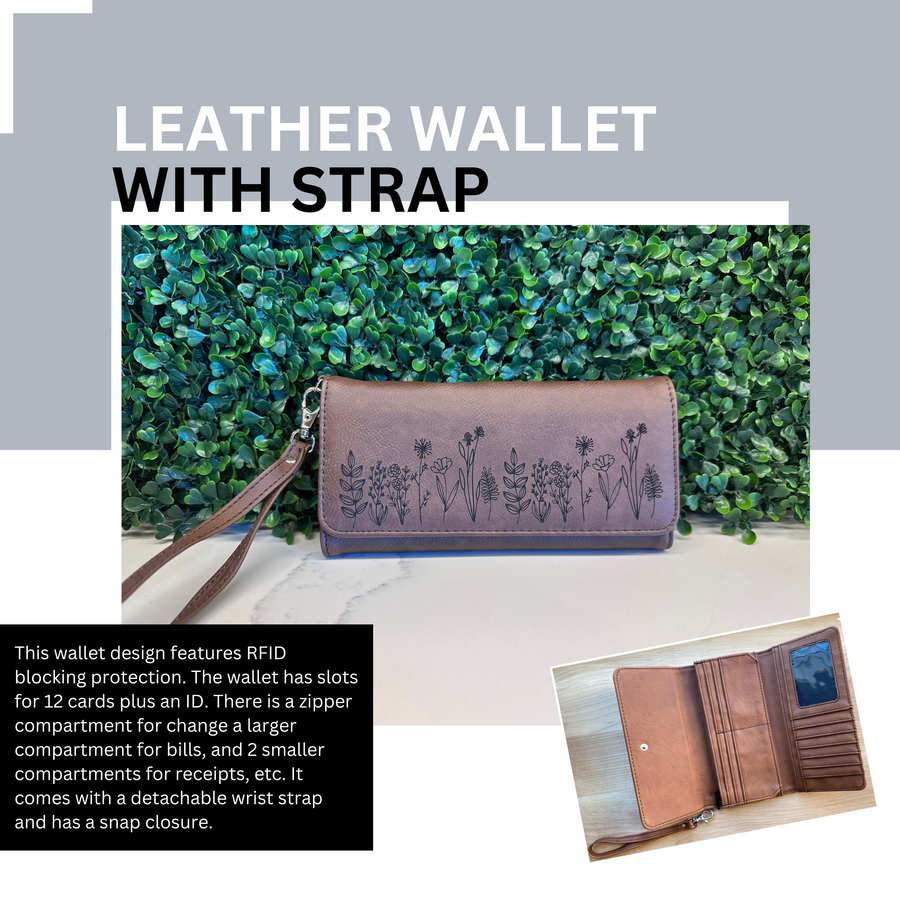Leather Wallet with Strap - Customizable