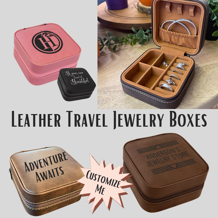 Leather Travel Jewelry Boxes - Customizable