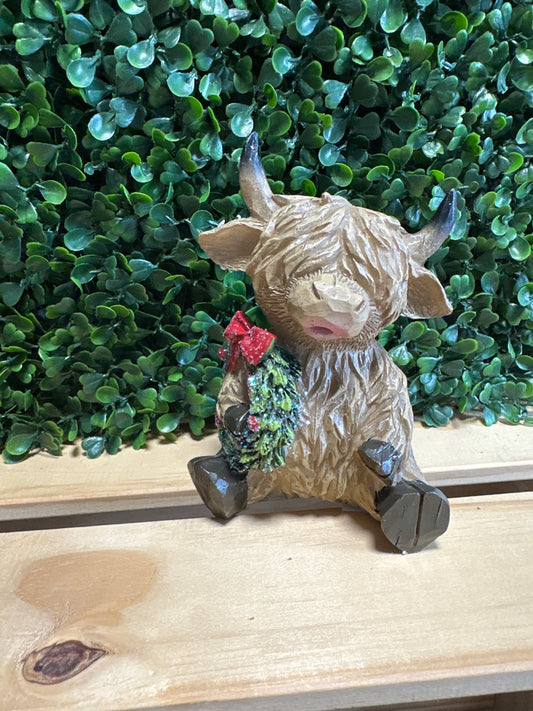 Holiday Highland Cow Figurines – Sold Individually