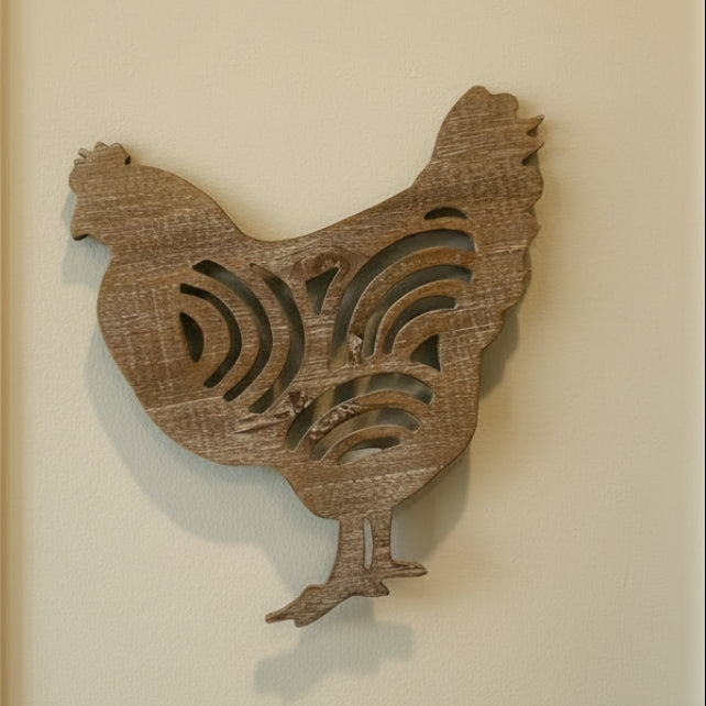Wood Chicken Silhouette Wall Art