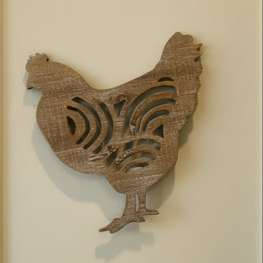 Wood Chicken Silhouette Wall Art