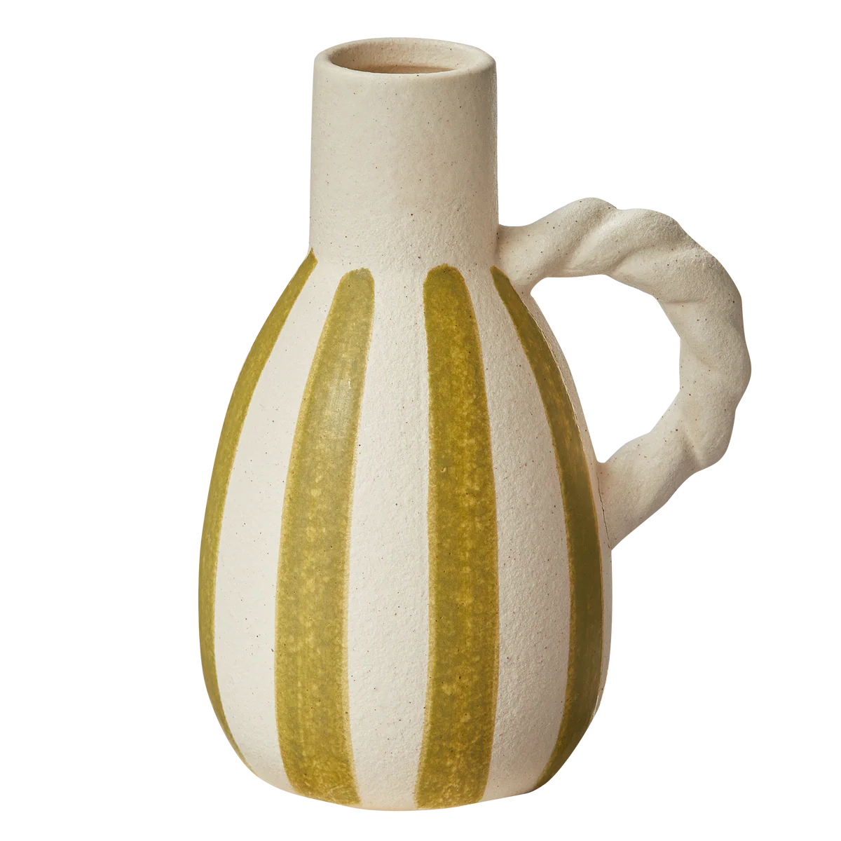 Striped Vase With Rope Shaped Handle