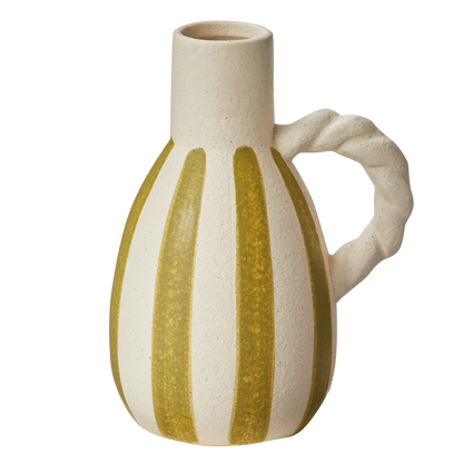 Striped Vase With Rope Shaped Handle