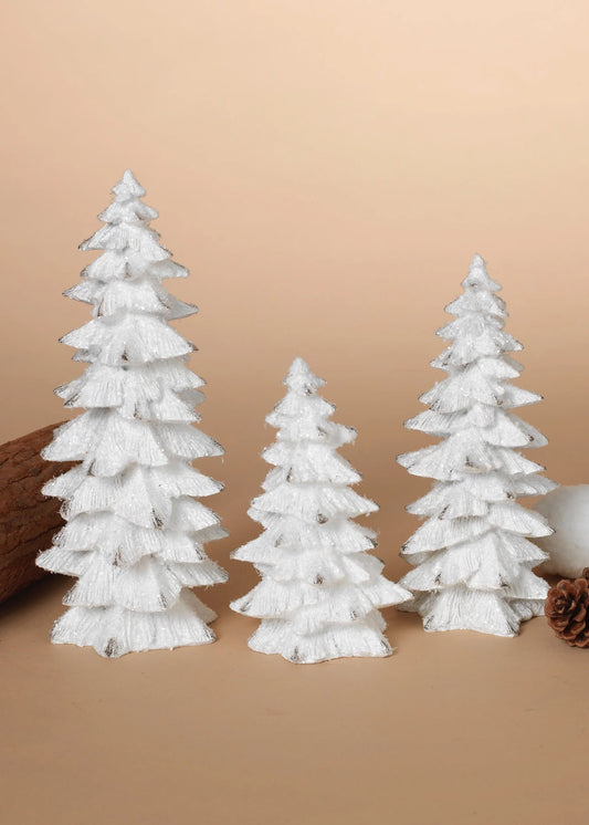 White Textured Christmas Tree Set of 3
