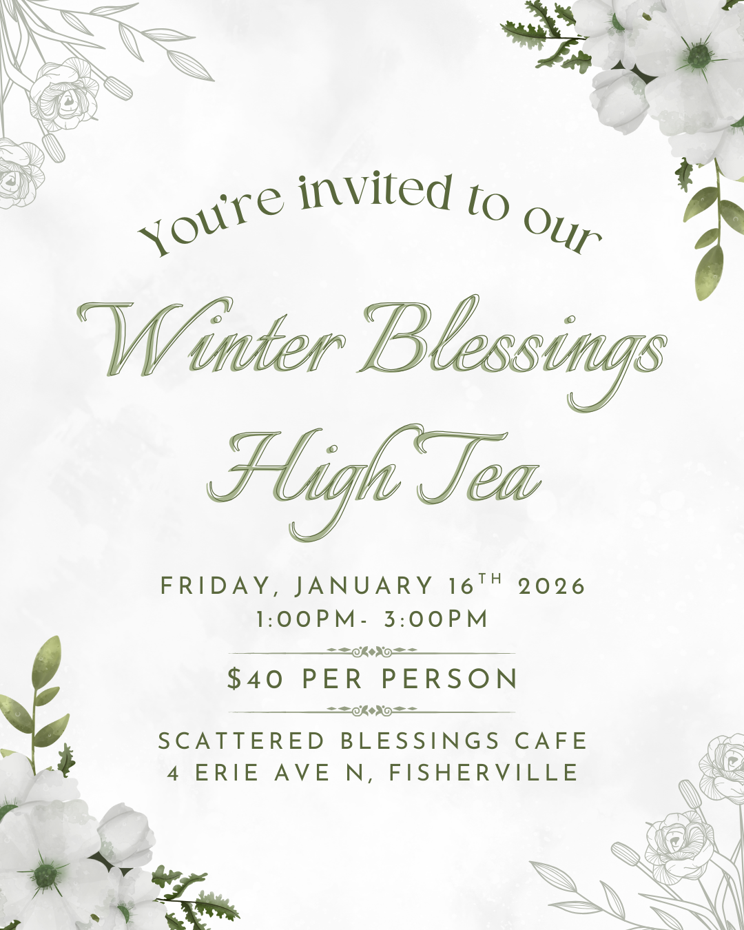 Winter Blessings High Tea- January 16 2026