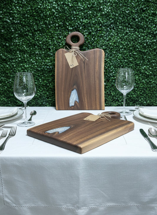 Black Walnut Charcuterie Boards with Pearl Resin Inlay