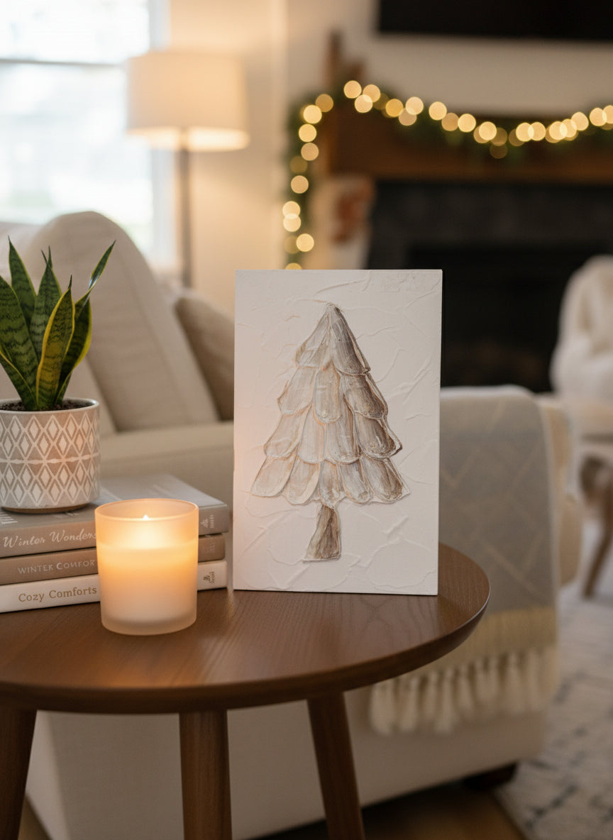Textured Neutral Christmas Tree Art