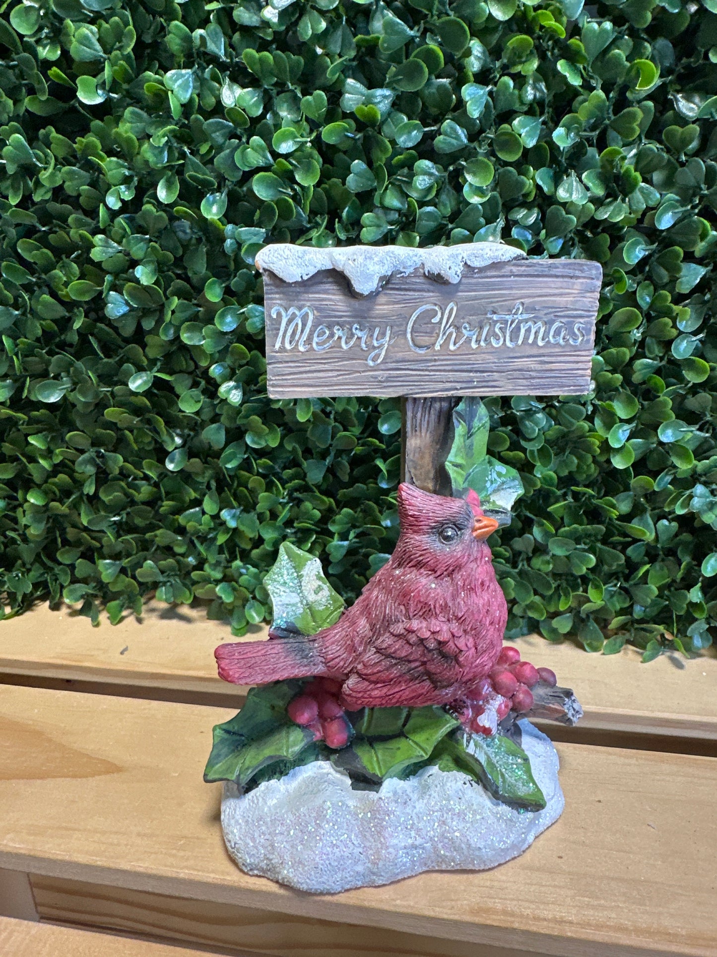 Merry Christmas Cardinal Figurine