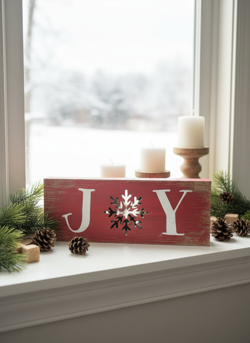 Light-Up JOY Wooden Sign